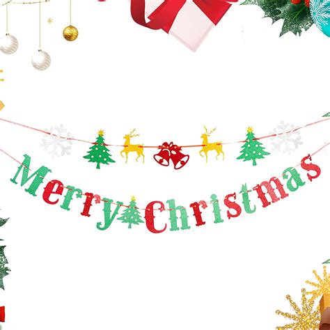 Festiko® Merry Christmas Banner, Christmas Party Decorations, Christmas ...