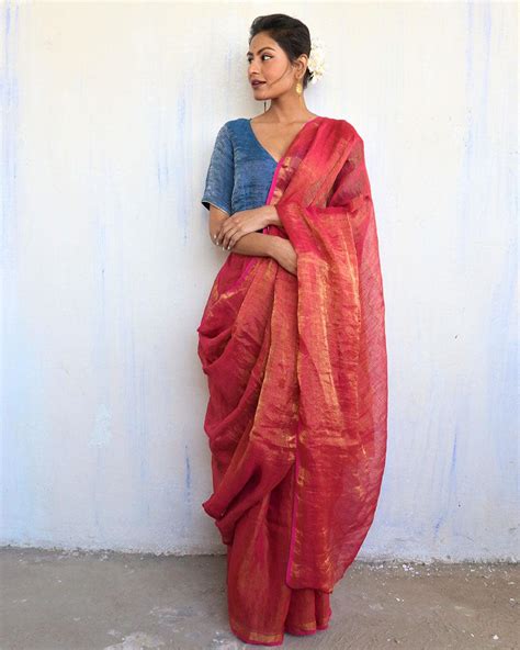 Handwoven Pure Linen Sarees | Zari Sarees | Buy Now - Chidiyaa