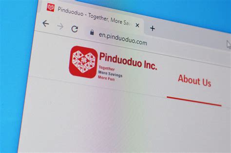 Homepage of pinduoduo website on the display of PC, url - pinduoduo.com ...
