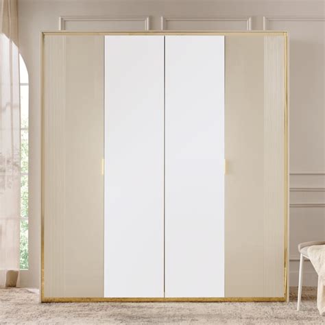 Buy Modern Radiance 4-Door Wardrobe with Mirrors - Cream from Home ...