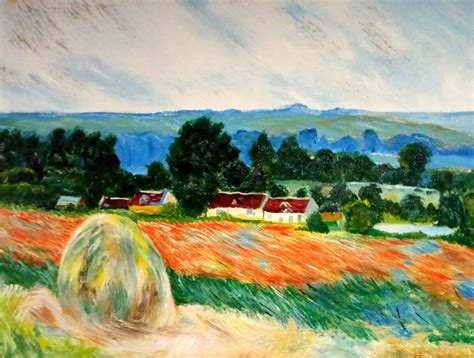 Haystack in Giverny Reproduction of a painting by Claude Monet a ...