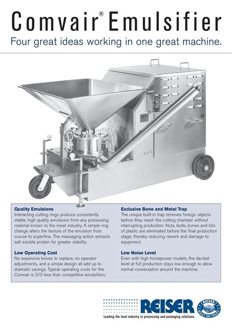 Reiser Comvair Emulsifier Brochure | M&M Equipment Corp