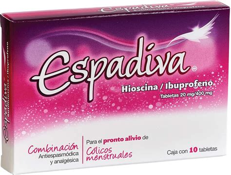 Espadiva, Butilhioscina con Ibuprofeno, Caja con 10 tabletas, Para el ...