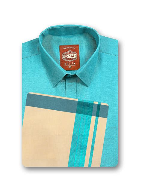 Buy Rolex Blue Diamond Slim Fit Cotton Shirt and Tissue Dhoti Set ...