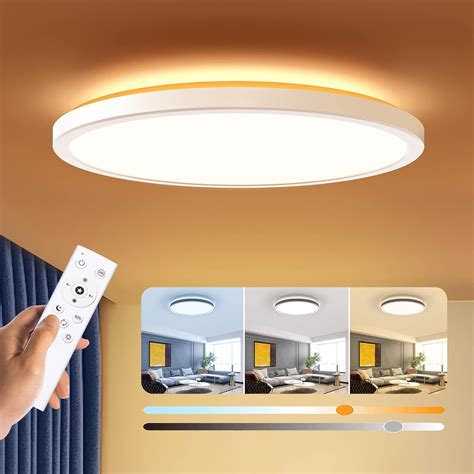Dimmable LED Flush Mount Ceiling Light Fixture with Remote Control ...