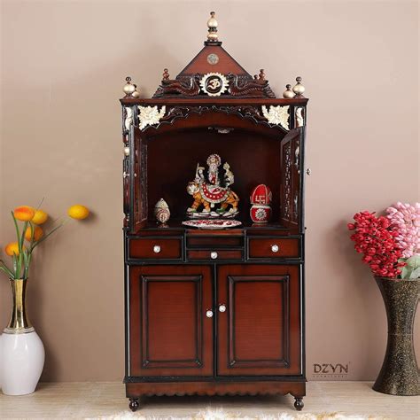 DZYN Furnitures Pooja Graham Large Teak Wood Pooja Mandap Doors Teak ...