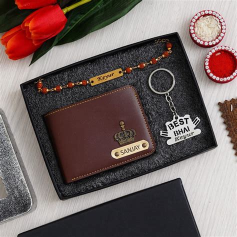 Men’s Wallet,Keychain & Rudrakh Rakhi Combo – The Teen Store