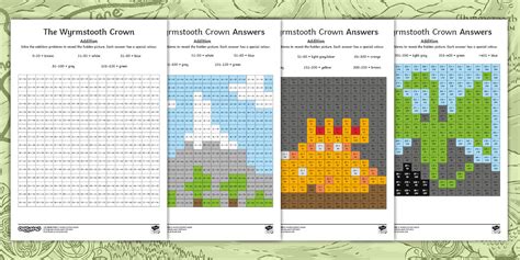 KS2 Addition Mosaic Worksheet (KS2 Story 'The Wyrmstooth Crown')