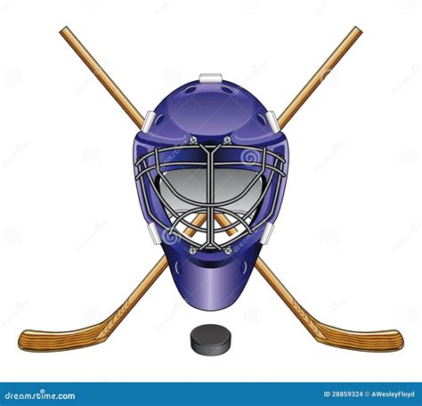 Ice Hockey Goalie Mask Sticks And Puck Vector Illustration ...
