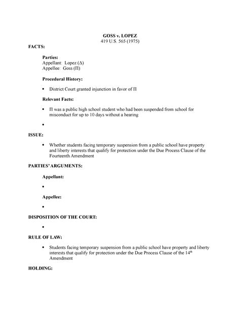 Goss v. Lopez - Lecture notes 15 - GOSS v. LOPEZ 419 U. 565 (1975 ...