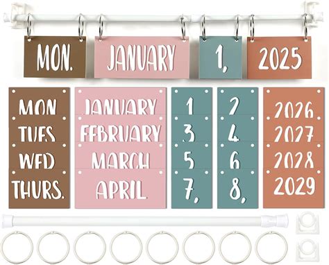 Boho Flip Calendar for Classroom Bulletin Board Set Boho Rainbow Date ...