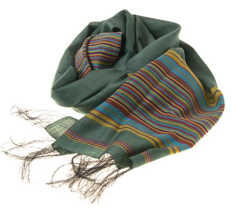 Green Silk-Cotton Scarf Handwoven by Afghan Women | Gundara