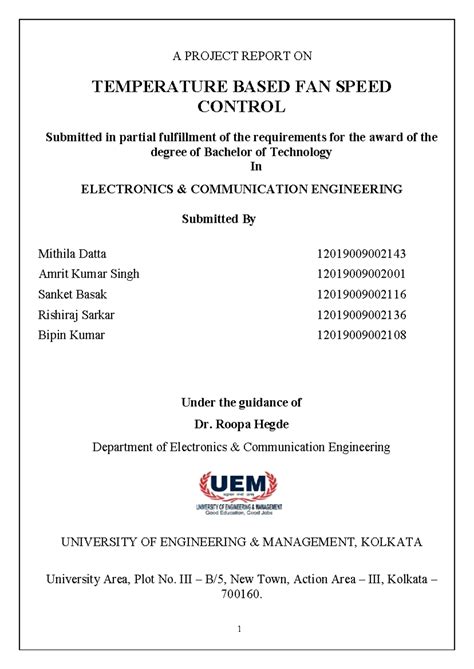 Project Report BTech - Automated Temperature Controlled Fan System ...