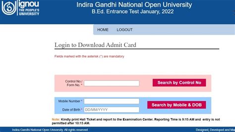 IGNOU Admit Card 2022 Released for BEd, BSc Nursing Entrance Exam ...