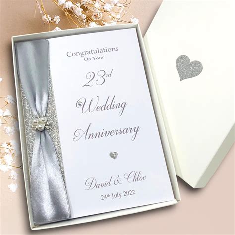 23rd Wedding Anniversary Card - Silver Plate 23 Year Twenty Third ...