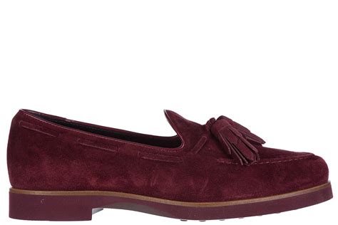 Tod's Women's Suede Loafers Moccasins In Red | ModeSens