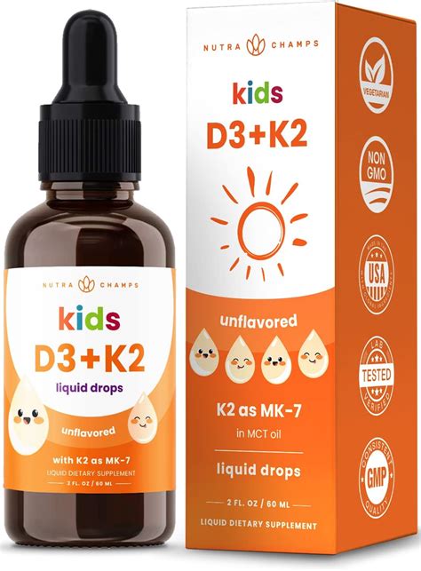 Amazon.com: NutraChamps Kids Vitamin D 3 K2 Drops, Vitamin D3 & K2 MK-7, Liquid Vitamin D for ...