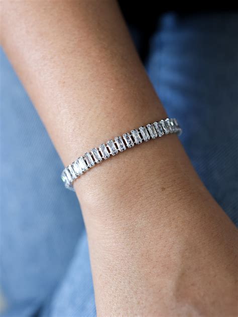 Cleo Crystal Tennis Bracelet (Silver) – LOLO LéPA