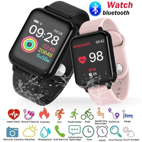 Bluetooth Smart Watch IP67 Waterproof Tempered Glass Activity Fitness Tracker Heart Rate Blood ...