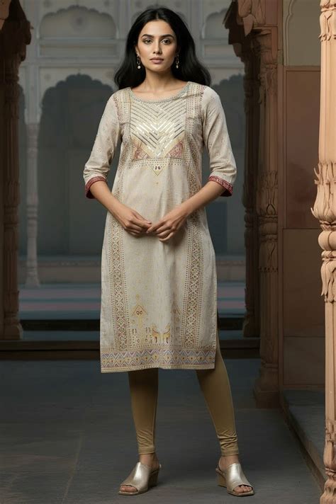 Buy Beige Embellished Festive Kurta Online for Woman | Shop for Aurelia