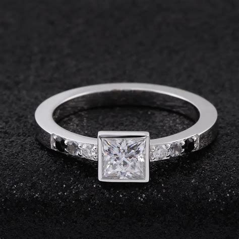 Buy 925 Sterling Silver Princess Shape Engagement Ring for Women ...