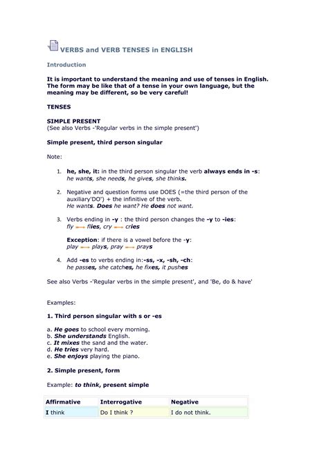 Verbs and verb tenses | DOC