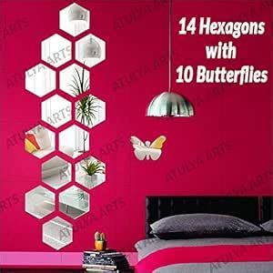 Buy Atulya Arts - 3D Hexagon Acrylic Wall Stickers- Pack of 14 with 10 ...