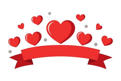 A red banner with hearts and a red ribbon with the words love | Premium ...