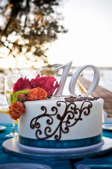 10th Wedding Anniversary Cake Ideas by 10th Anniversary Cake With Scroll Design Teal Ribbon And 10th Wedding Anniversary Cake Ideas