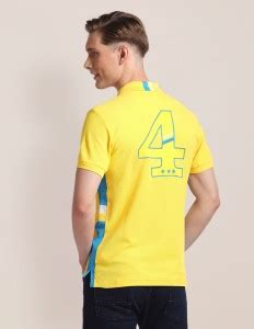 U.S. POLO ASSN. Typography Men Polo Neck Yellow T-Shirt - Buy U.S. POLO ...