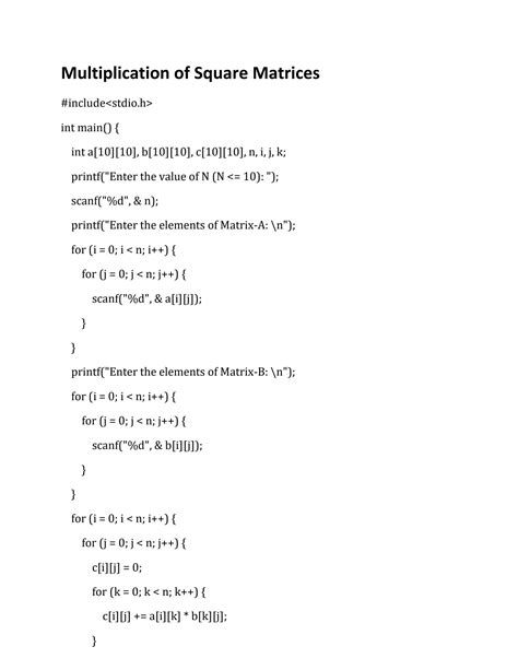 Image result for Matrix Multiplication C Program