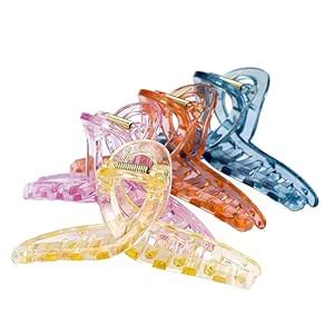 LATA FASHION 6 Pcs Large Hair Claw Multicolor Hair Clips Thick Long ...