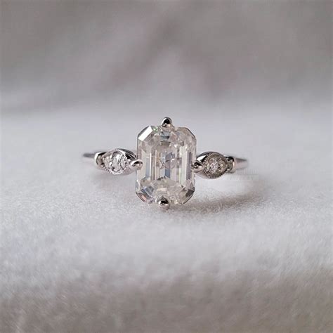 1.5 Ct Emerald Cut Lab Diamond Vintage Engagement Ring - Riant Fine Jewelry