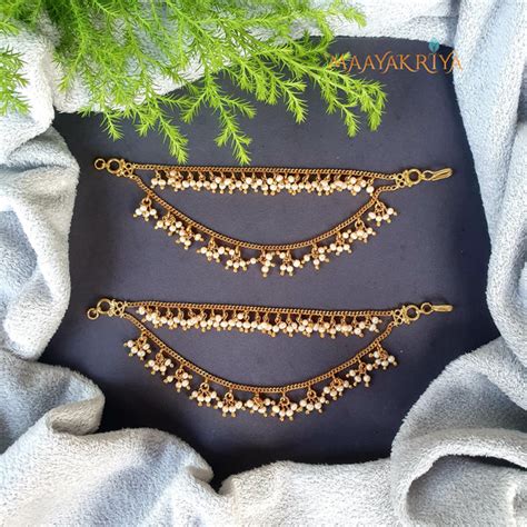 2 Step Pearls Earring Chain or Mati – Maayakriya