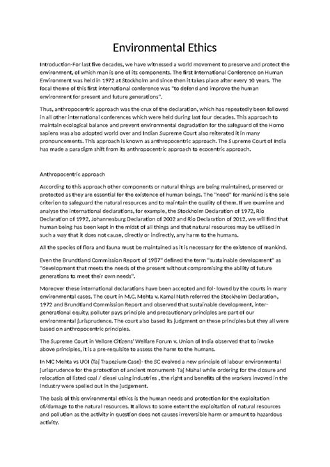 Environmental Ethics answer - Environmental Ethics Introduction-For ...