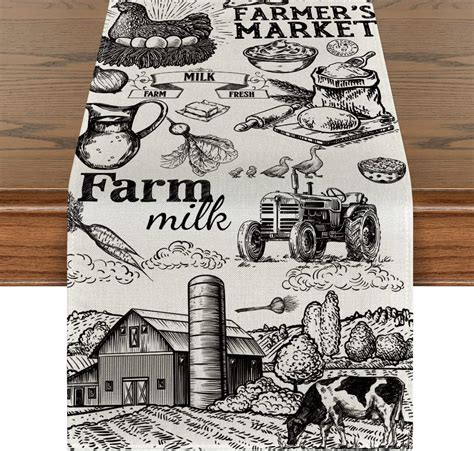 Amazon.com: Artoid Mode Buffalo Plaid Cow Farm Table Runner, Fall ...