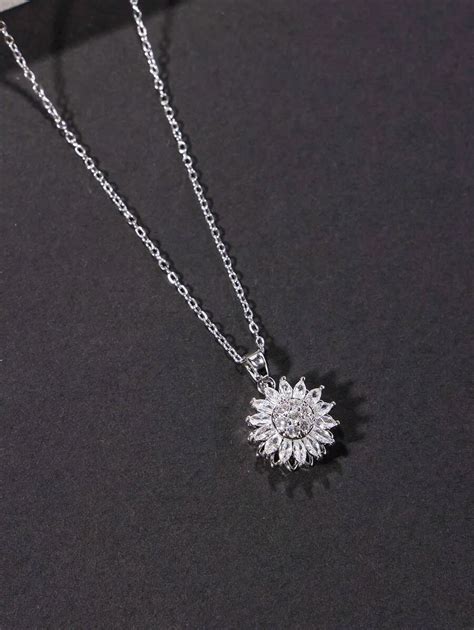 1pc Anxiety Relief Rotating Sunflower Pendant Necklace Valentines ...