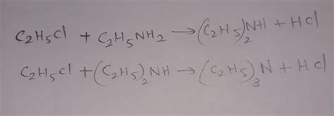 how to convert C2H5CL into (C2H5)3N Plz solve it snd send a pic asap ...