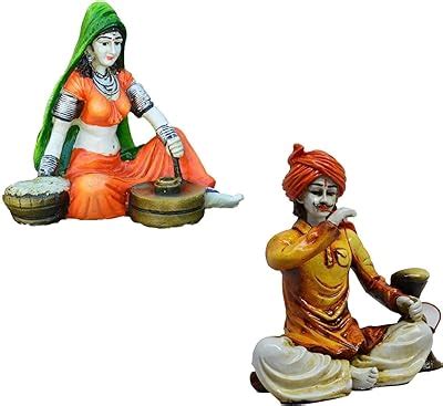 Buy eCraftIndia Rajasthani Lady Showpiece Polyresin Statue (12.5 cm x ...