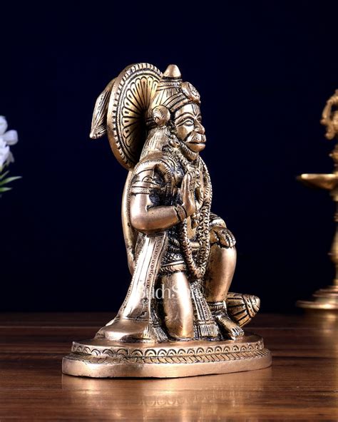 Pure Brass Lord Hanuman Kneeling Blessing Statue 6 inch – Budhshiv.com