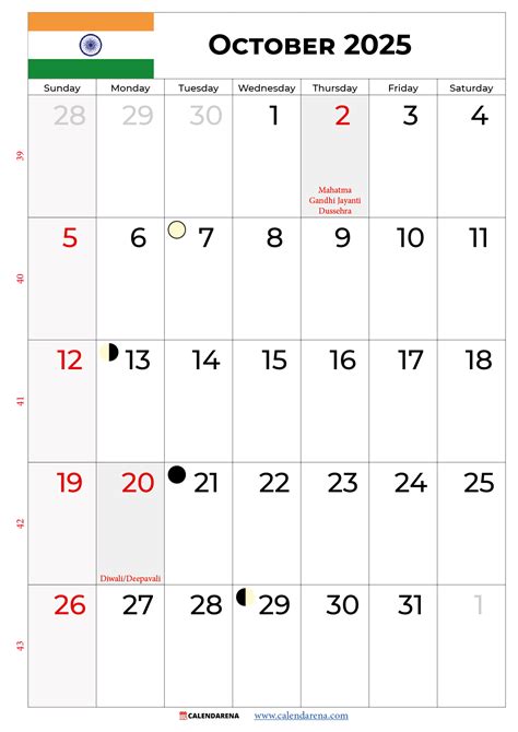 October 2025 Calendar India