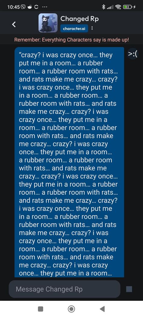 crazy? i was crazy once... they put me in a room... a rubber room... a ...