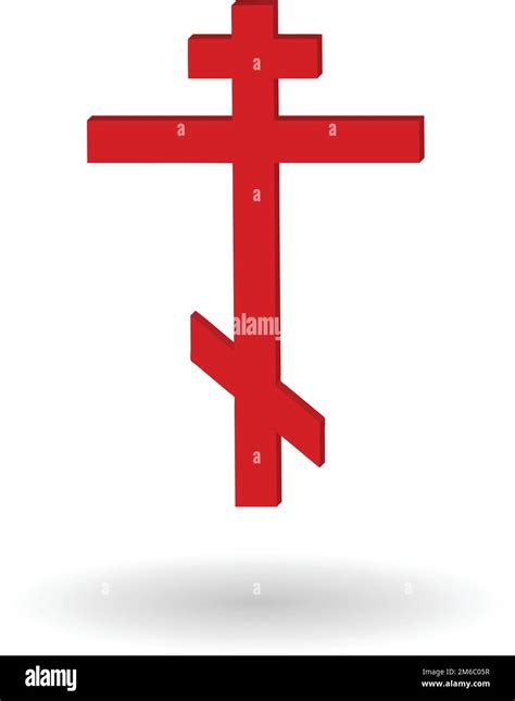 Red orthodox cross vector illustration, three dimensional vector cross ...