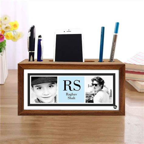 Buy Personalized personalized Wood desk organizer Online India – Nutcase