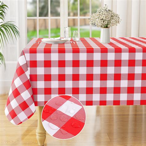 decorUhome Rectangle Tablecloth, Waterproof Vinyl Flannel Backed Table ...