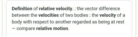 What is relative velocity? Mention the expression for if - Brainly.in