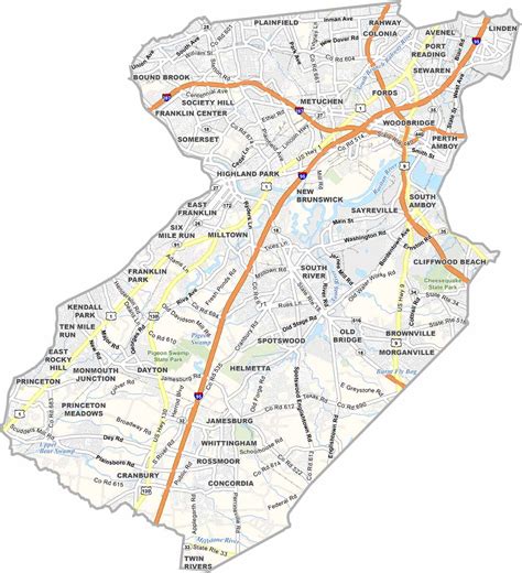 Monmouth County Map, New Jersey - US County Maps