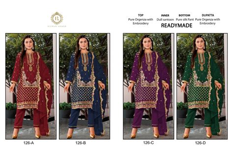 126 Rizwan Ahmed Organza Pakistani Readymade Suits – Kavya Style Plus