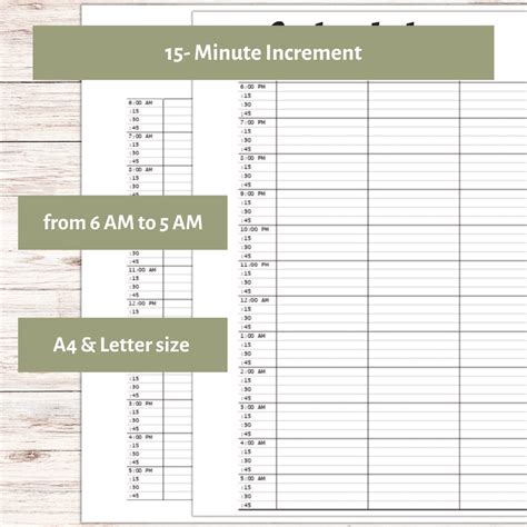 Printable 15 Minute Schedule | Instant Download PDF | A4 and US ...