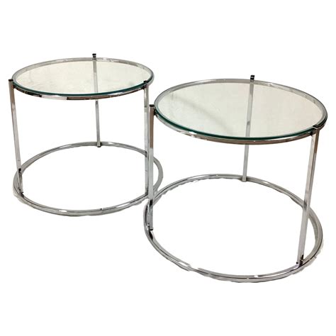 Modern Pair of Brass and Glass Drink / Side Tables For Sale at 1stDibs